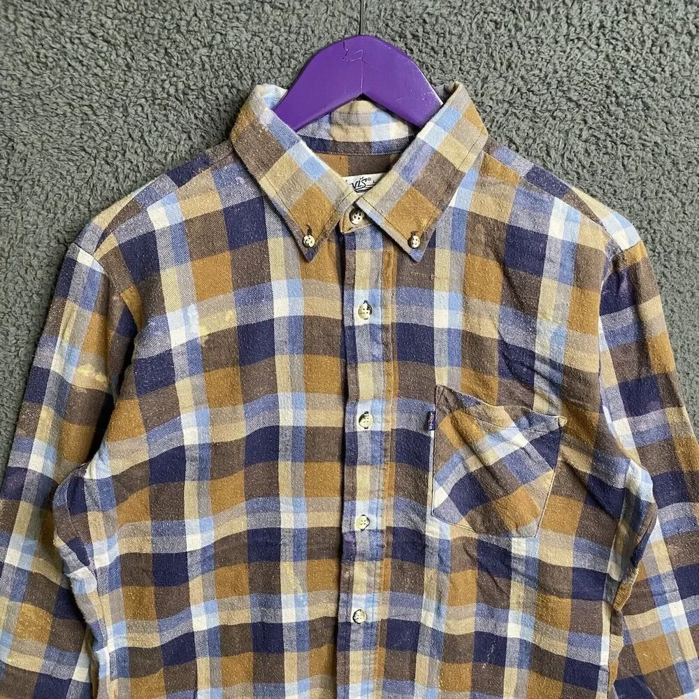 Vintage 80s Levis Heritage Flannel Plaid Button Shirt Mens Large USA Made